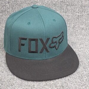 Fox Racing Hat Cap Fitted Green Black Stretch Flat Bill Moto BMX 6 7/8 7 1/4
